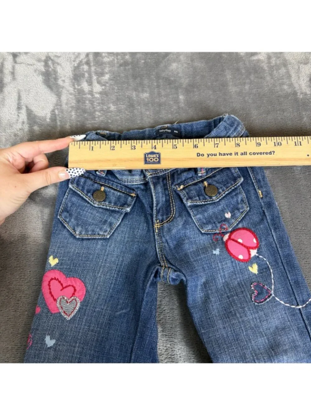Baby Gap Denim Stretch Toddler Embroidered Jeans Size 3t Patched Flare Leg Y2K
